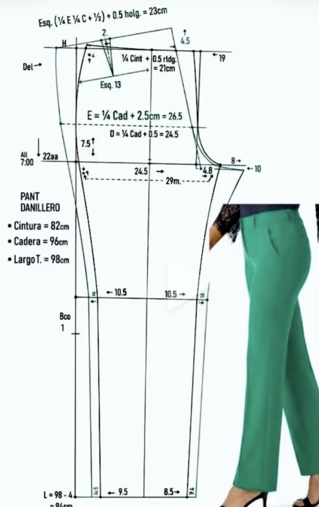 Patroon voor een groene broek